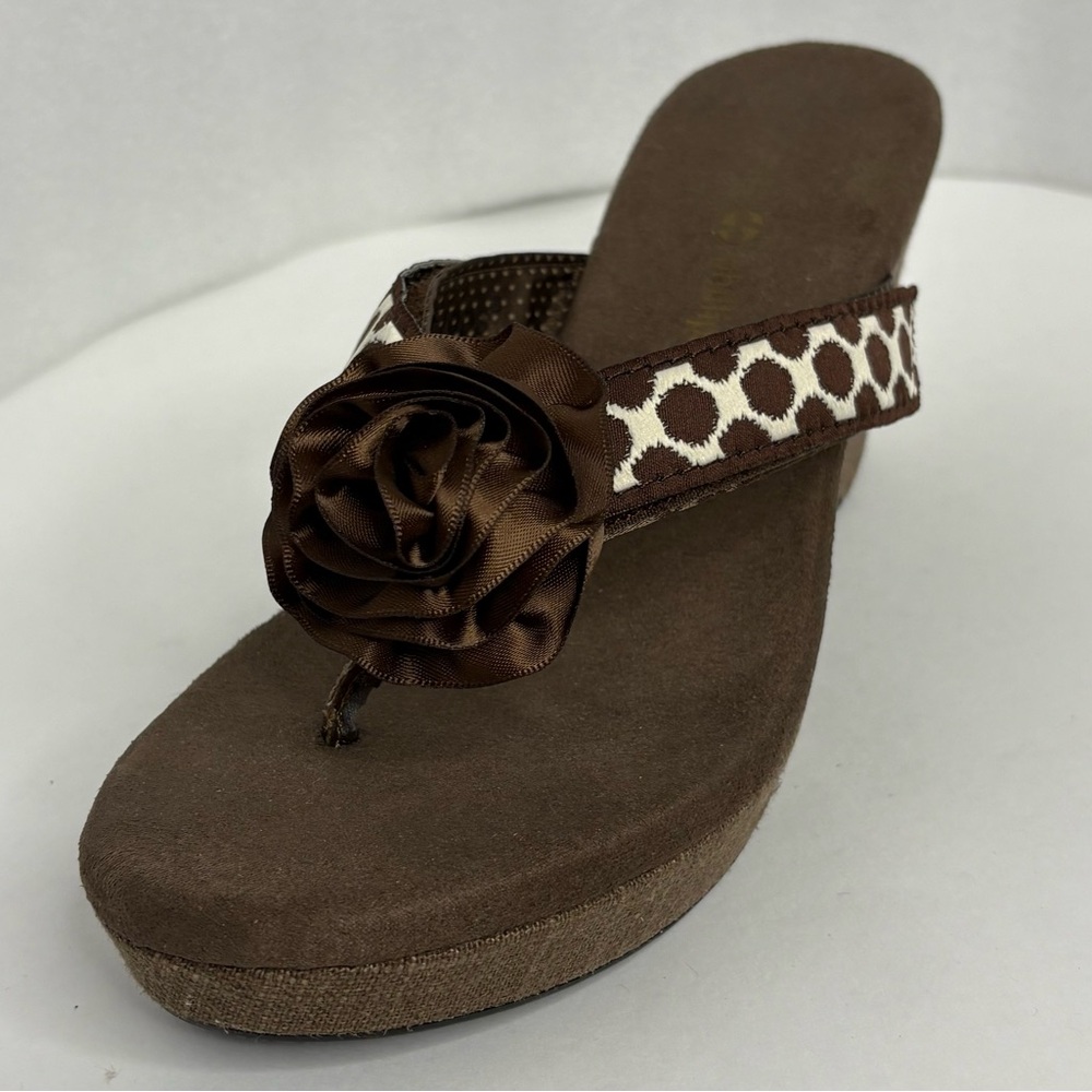 Lindsay Phillips Brown Wedge Sandals Size 8 + One Pair of Interchangeable Straps